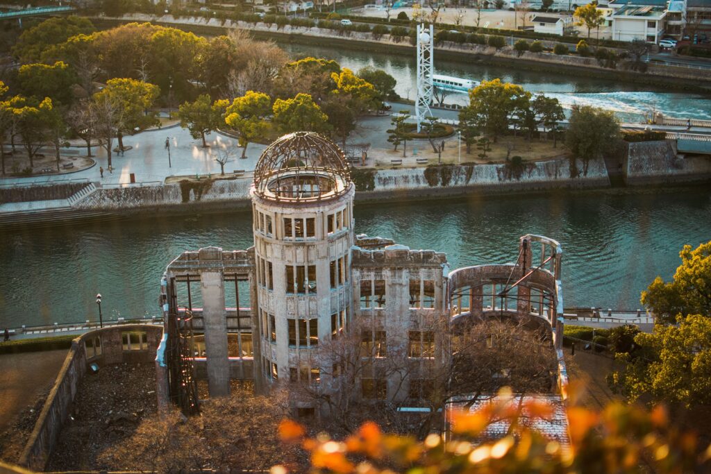 Best Places to Visit in Japan in 2026: 25 Amazing Must-See Gems Stunning aerial capture of Hiroshima Peace Memorial Dome, a UNESCO World Heritage Site.